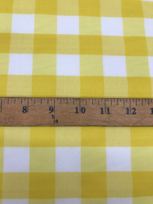 1 Yard Bright Yellow 1" Gingham Checkered Poly Cotton Fabric 58/59 Inch Wide Lightweight Multi-Purpose Fabric