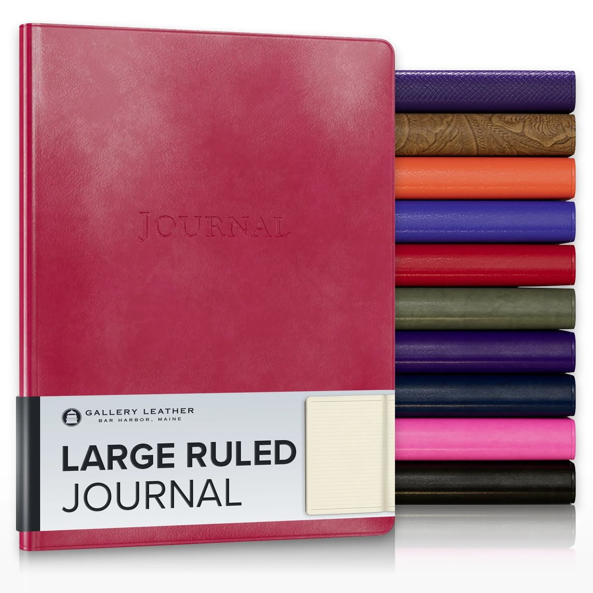 Gallery Leather Journal - Crafted in Maine, USA - Elegant Leather Writing Notebook with 192 Lined Pages - A Timeless Space for Your Thoughts - 9.75x7.5 ", Large Lined