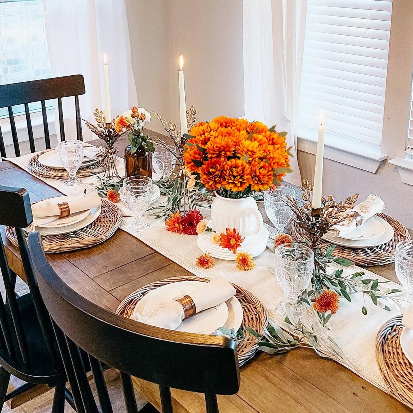 15 Pcs Mums Artificial Flowers Fake Mums Silk