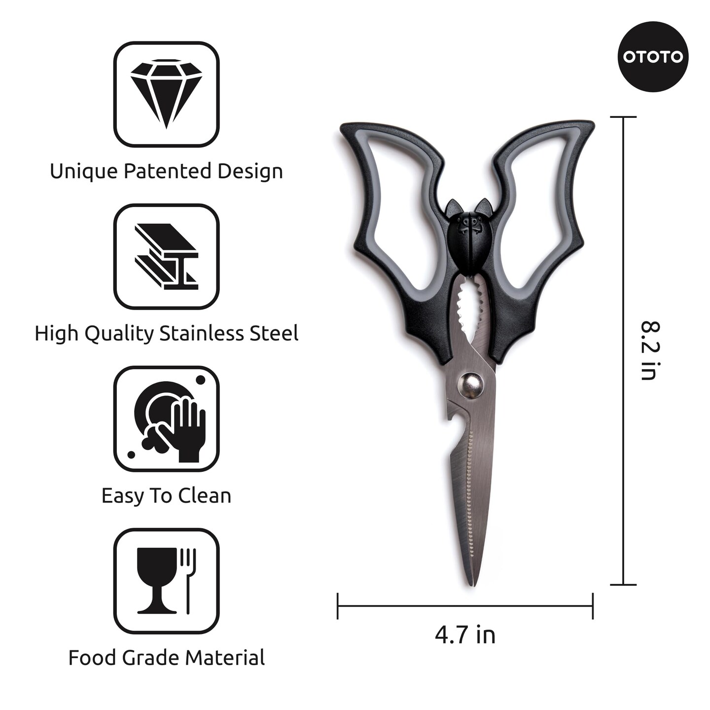 Elizabat Kitchen Scissors - Goth Cute Bat Kitchen Shears, Gothic Scissors Utensils - Cute Gadgets