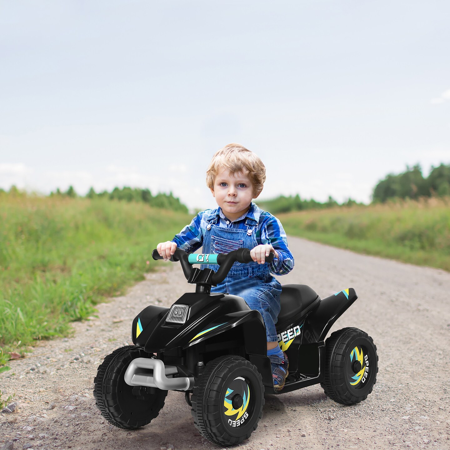 Costway 6V Kids Electric Quad ATV 4 Wheels Ride on Toy Toddlers Forward & Reverse White/Black/Blue/Red