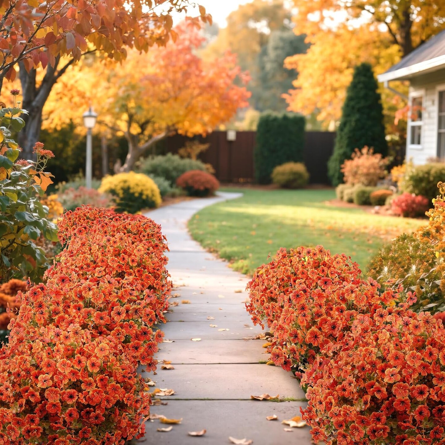 20 Bundles Artificial Fall Flowers for Outdoors Decoration