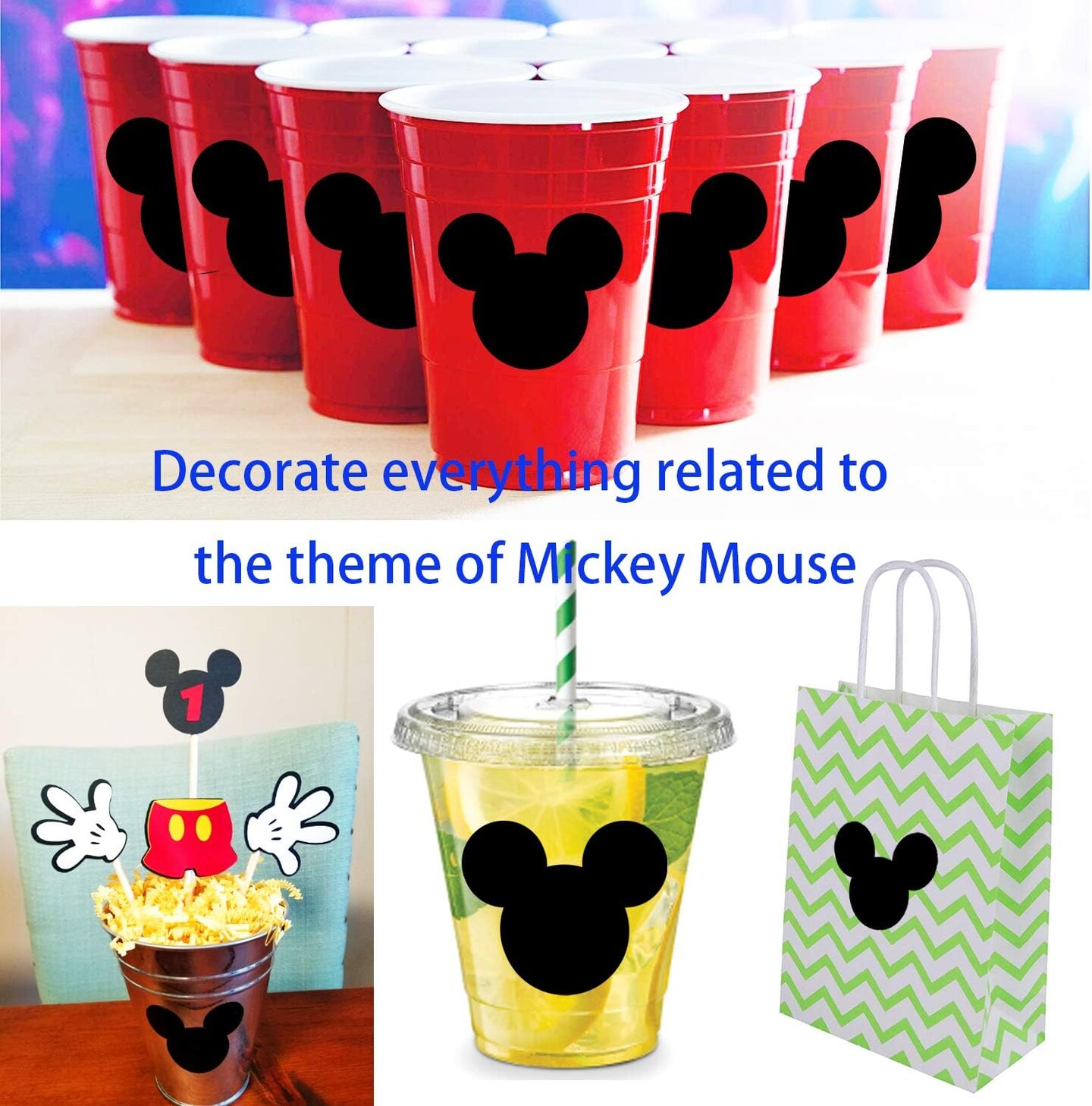 Mouse Stickers 2.62 x 2.2 Inch PVC Mic.key Stickers - 90 Pack