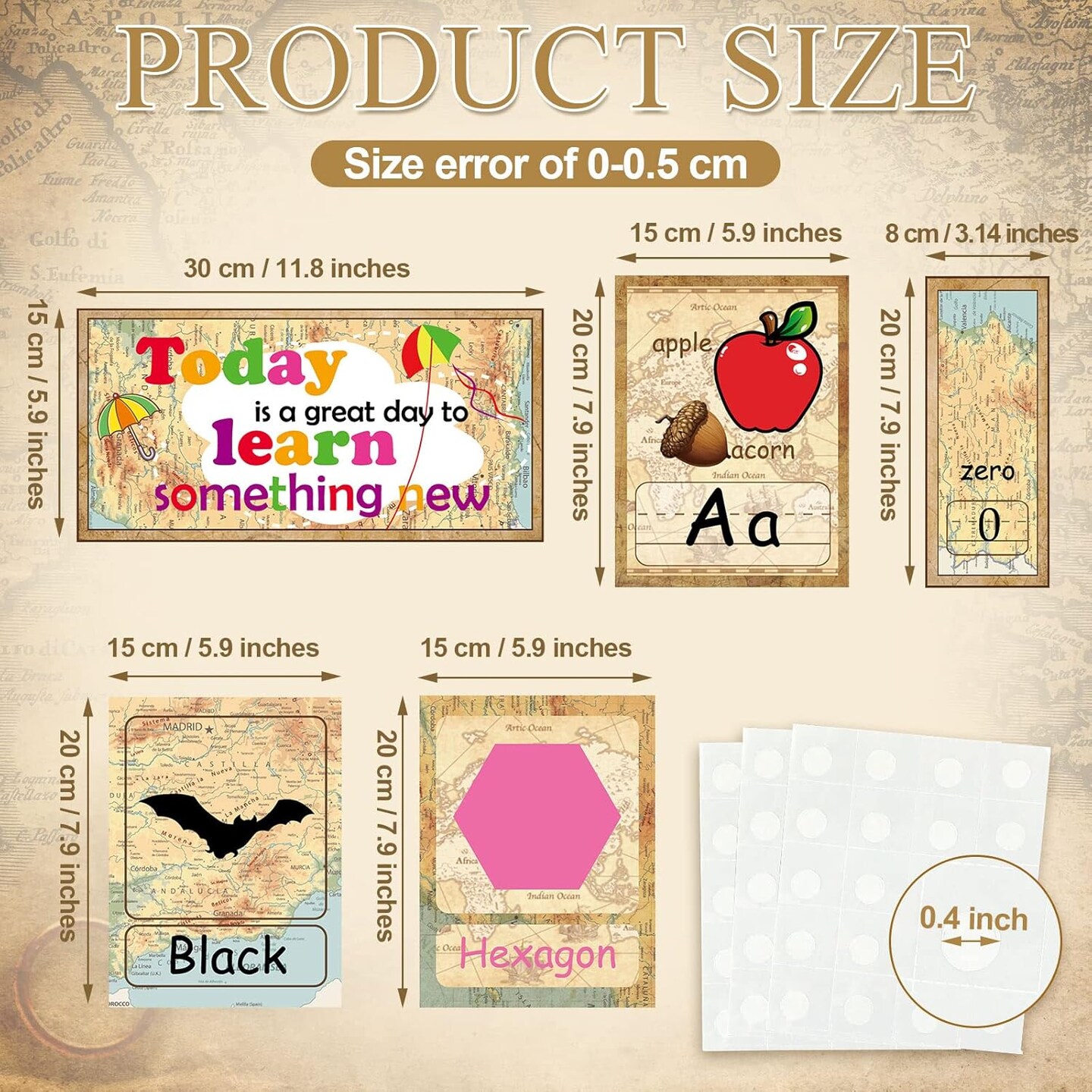 58 Pcs Travel The Map Educational Cards Early Learning Poster