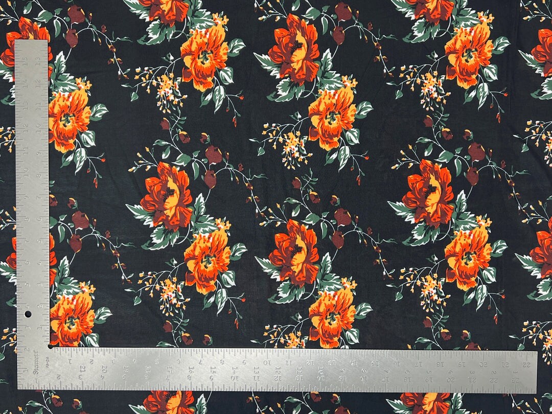 1 Yard Soft ITY Knit Floral Print Fabric For Dresses Tops Skirts ...