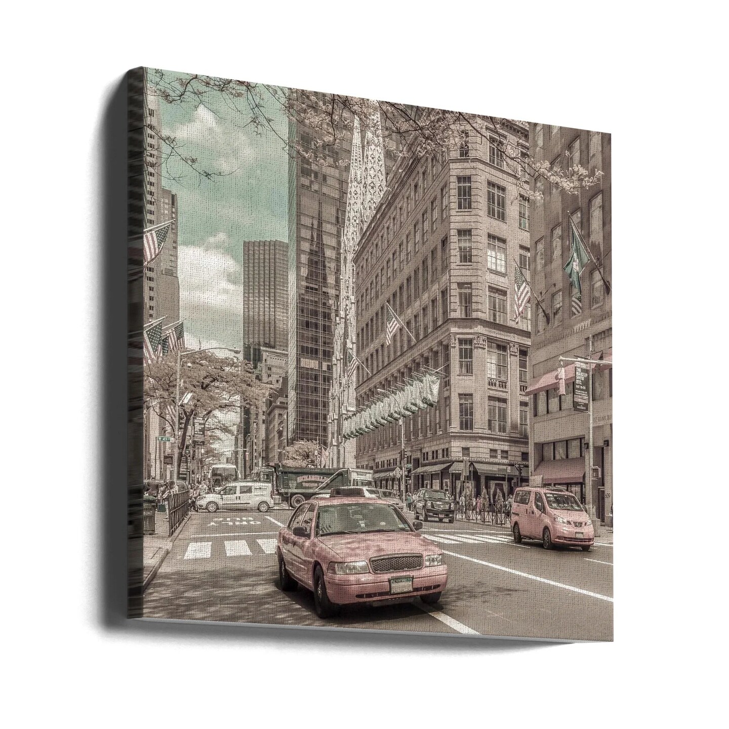 MANHATTAN 5th Avenue | urban vintage style Square 24x24 Canvas - Corporate Office Art
