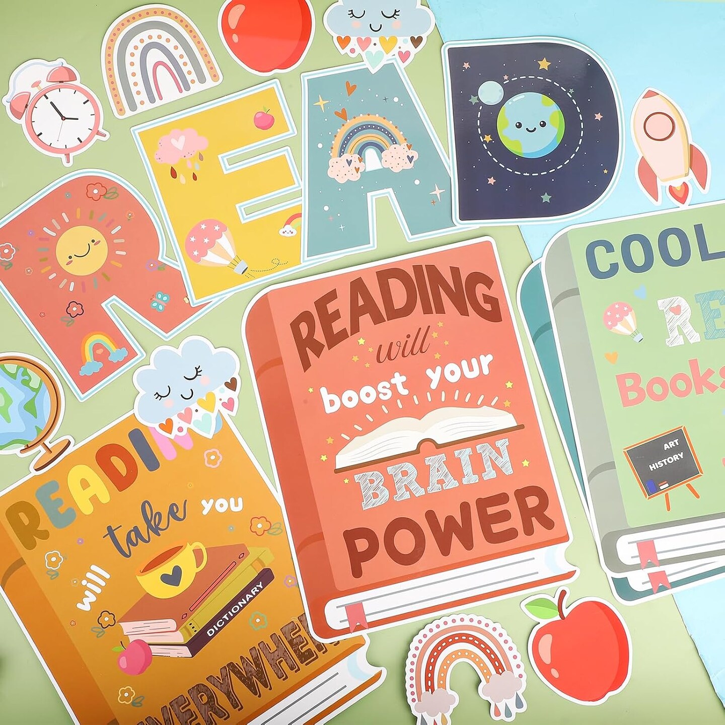 43 Pcs Reading Bulletin Board Sets -Boho