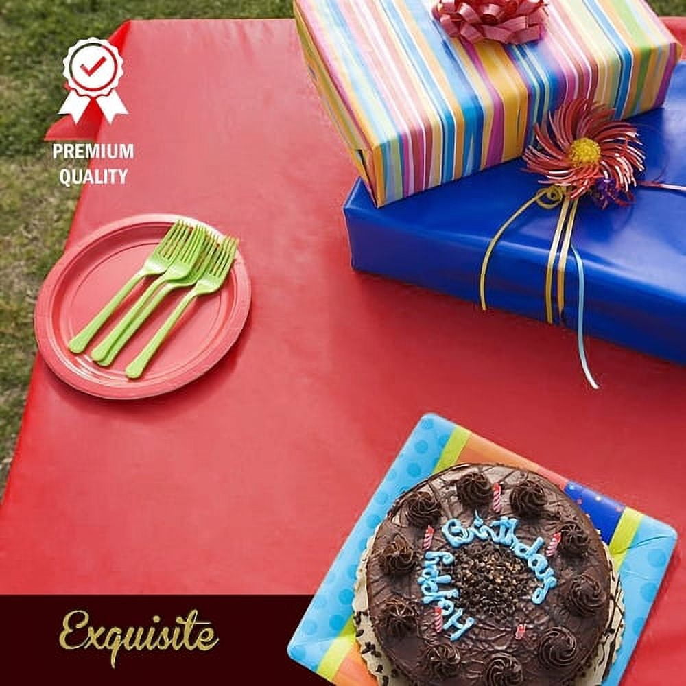 Exquisite 6-Pack Premium Plastic Tablecloth 54in. x 108in. Rectangle Plastic Table Cover