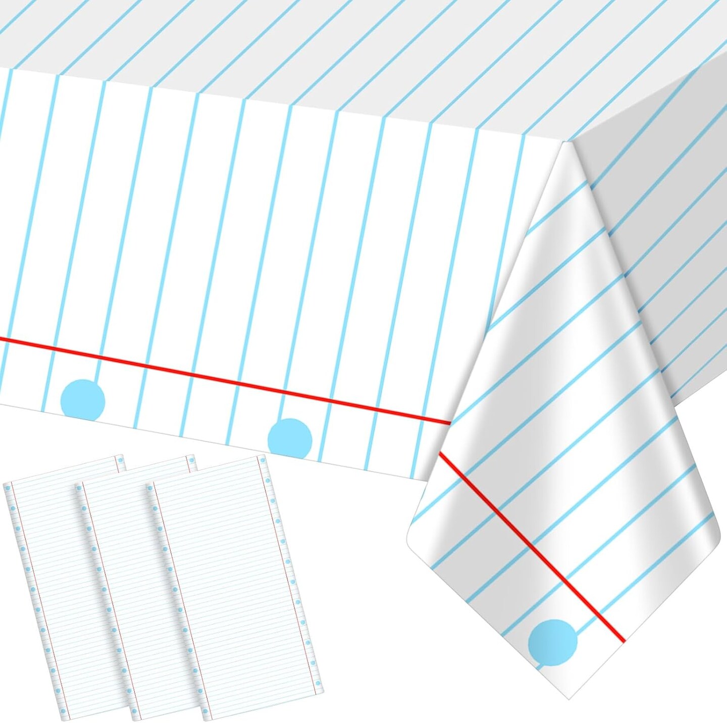 4 Pcs Preschool Kindergarten Back to School Party Tablecloth (Blue, White) 14.17"L x 9.45"W