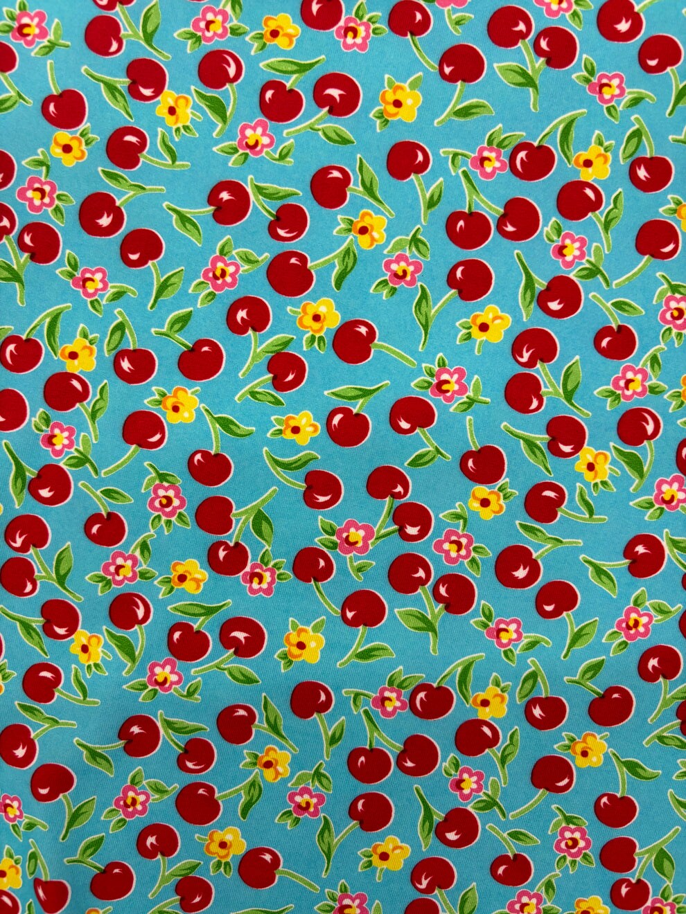 1 Yard Cherry Print Stretch Spandex Fabric for Swimwear and Dancewear 58/60 Inches Wide