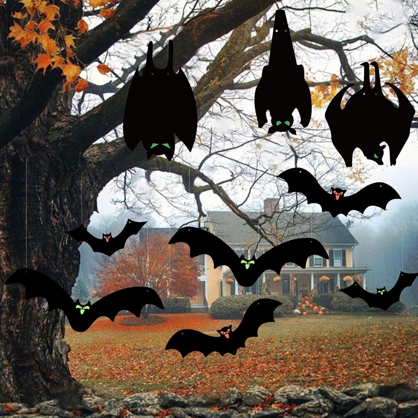 9 Pcs Hanging Bats Halloween Decoration