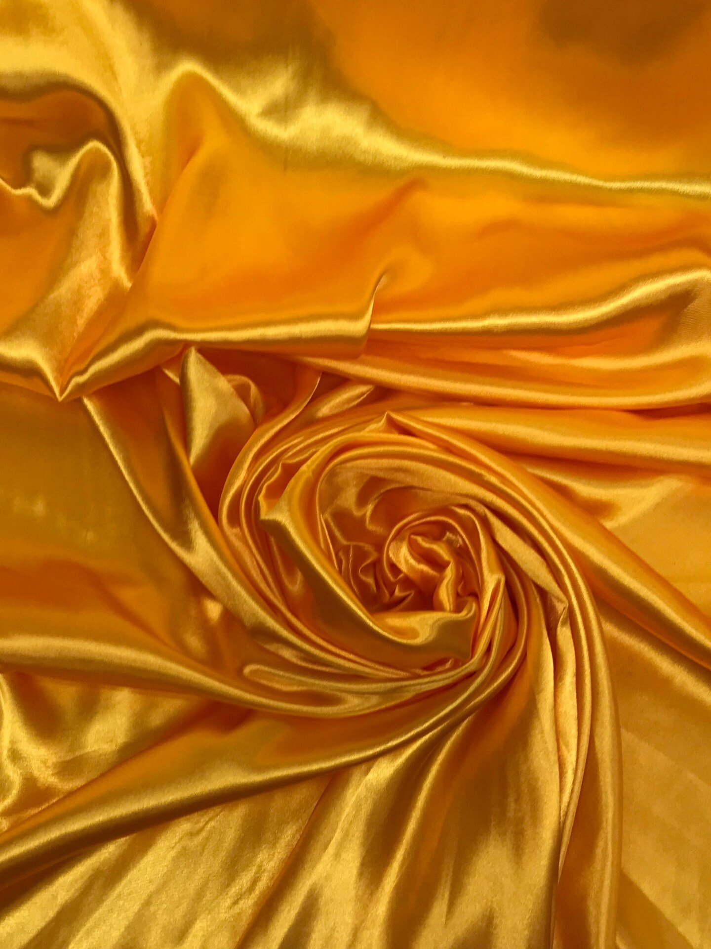 1 Yard Vibrant Mango Yellow Medium Satin Fabric 100% Polyester Lightweight 58″-60″ Inch Wide