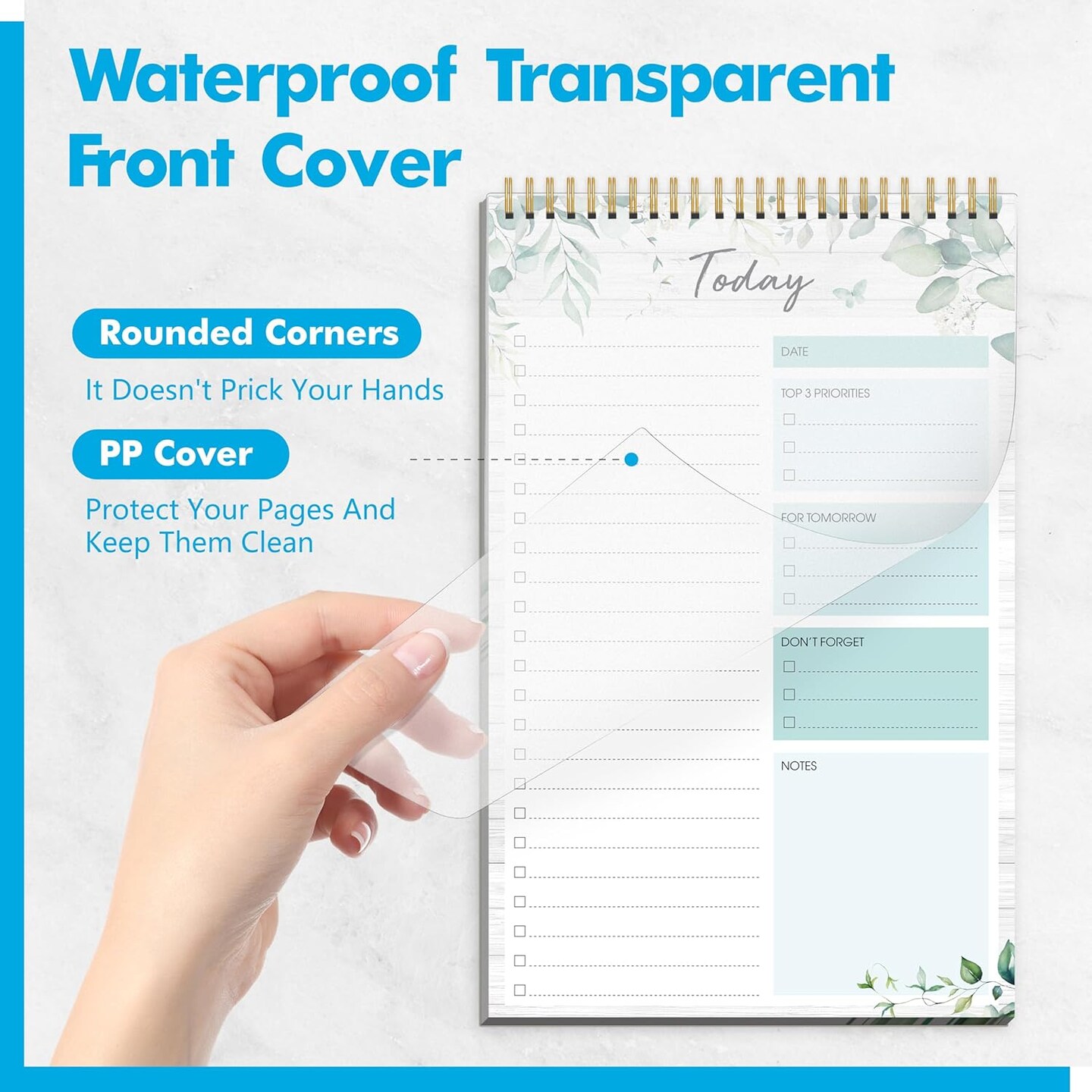 Daily Planner Notebook with 52 Tear-off Sheets (Green plants)