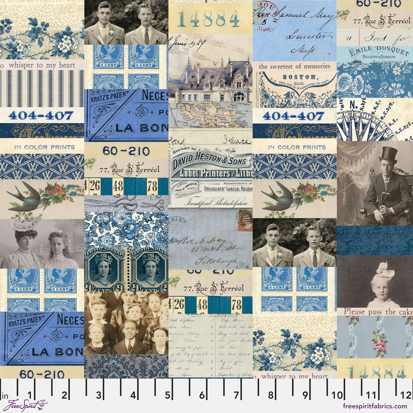 Collage in Indigo (pwth290.indigo) | Eclectic Elements Palette in Indigo | Tim Holtz | Free Spirit