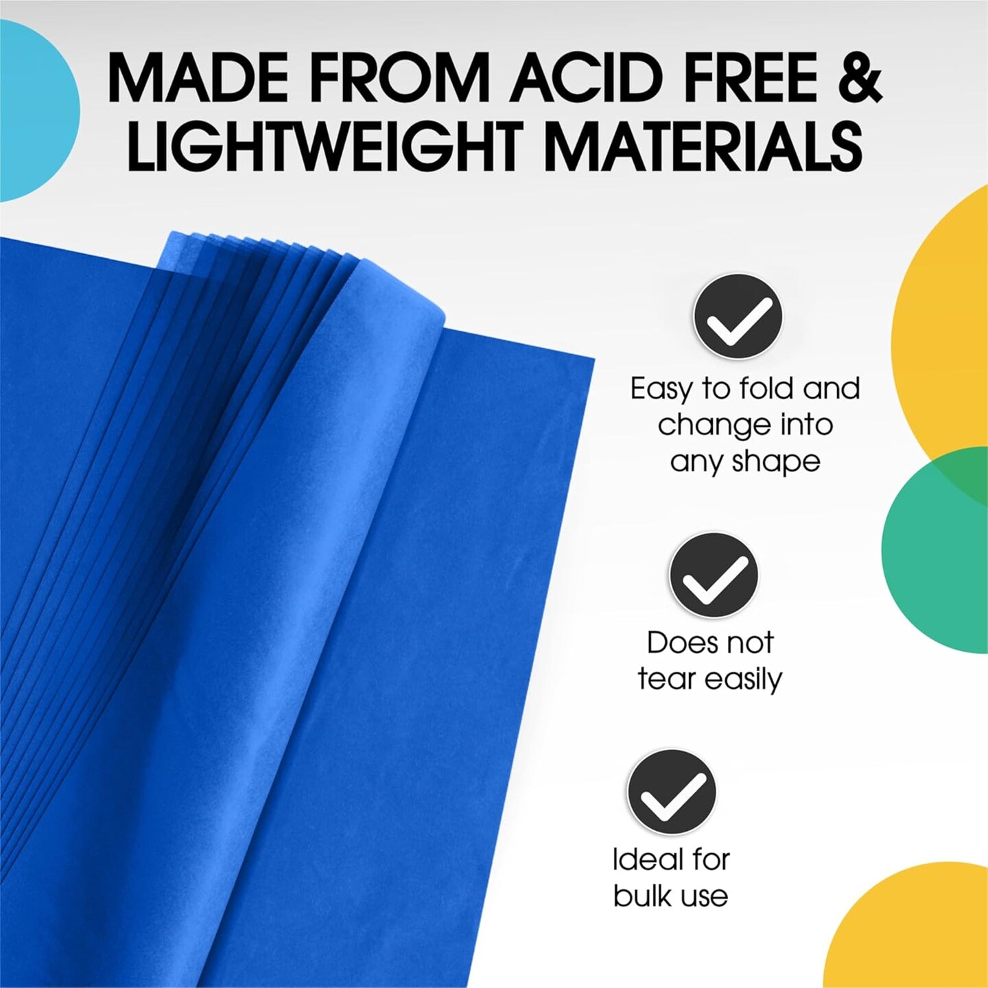 Tissue Paper for Gift Bags -  20&#x22; X 30&#x22; Bulk Tissue Paper Dark Blue 480 Sheets - 10lb Newsprint for Packing, Birthday Gift Box Filler, Packing Supplies for Moving Supplies 