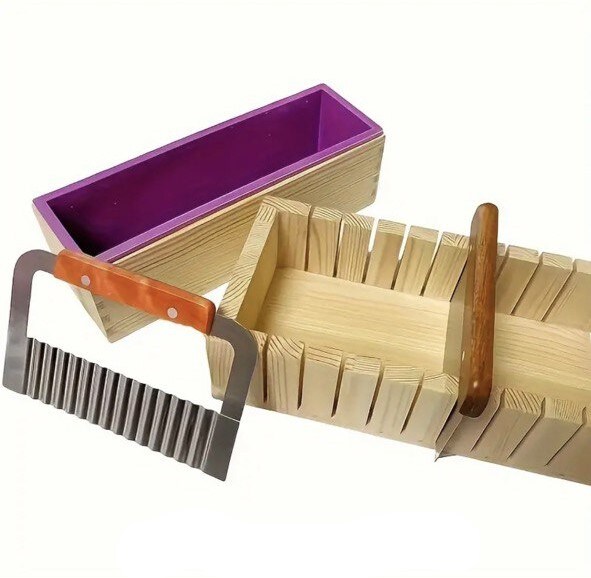 Soap Making Kit, Wooden Soap Cutter, Slicer, Soap Making Supplies, Silicone Soap Molds with Wavy &#x26; Straight Scraper