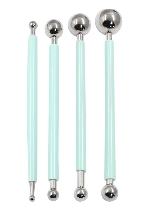 4-Pack Cake or Clay Sculpture Modeling Tools Double-Ended Metal Ball Stylus Dotting Set Stainless Steel for Sculpting Modeling