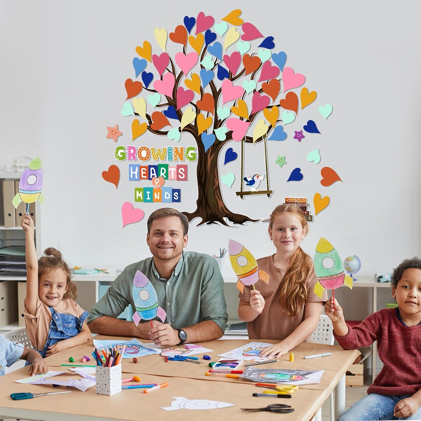 91Pcs Classroom Heart Tree Bulletin Board Decorations Set