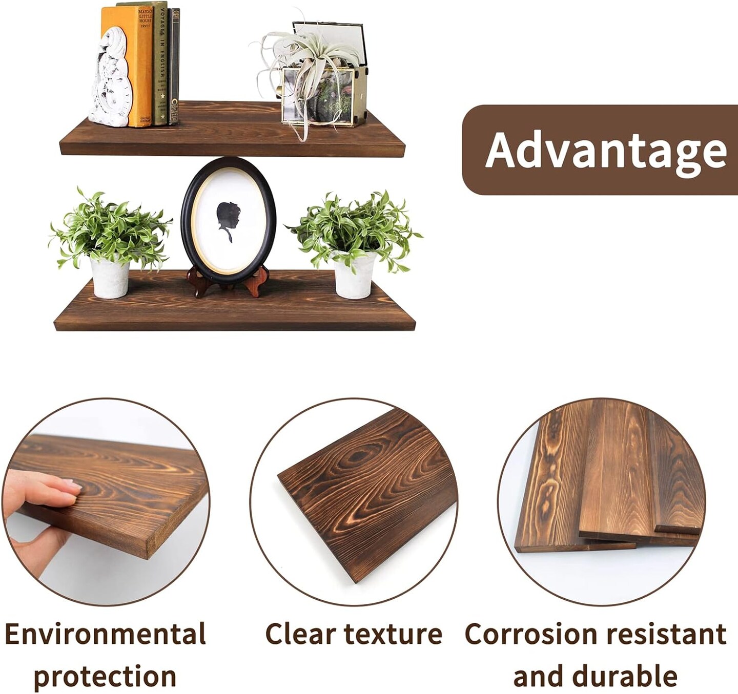 3Pack Rectangle Unfinished Wood Double Sided (11.4 * 6 * 0.59in)(Dark Brown)