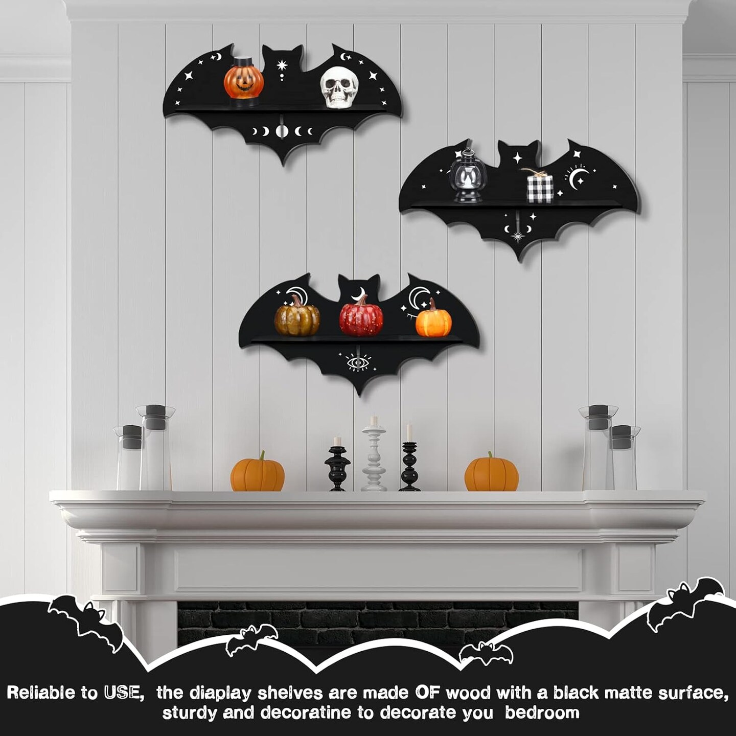 3 Pcs Bat Shelf Gothic Decor