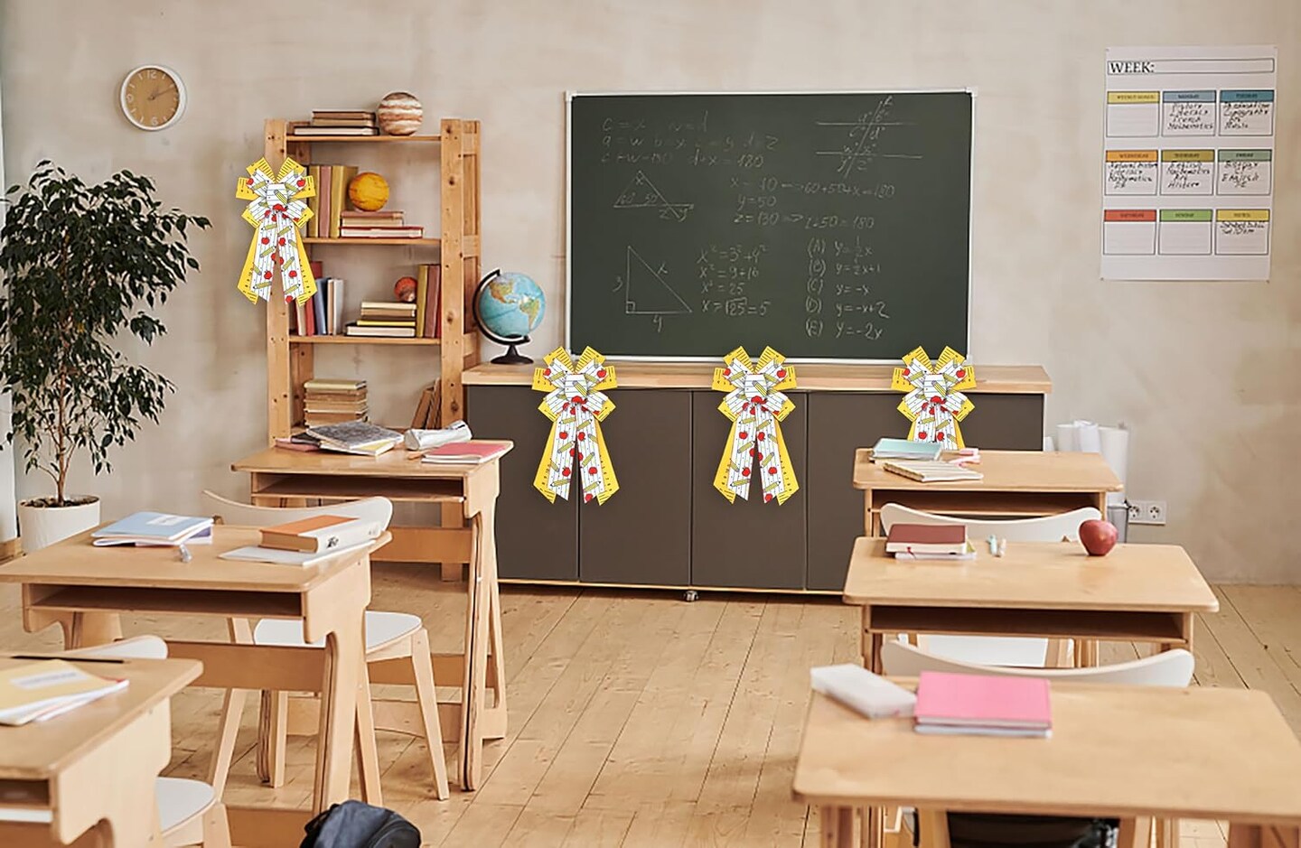 2 Rolls 10 Yards Back to School Wired Edge Ribbon (yellow) 2.5"W