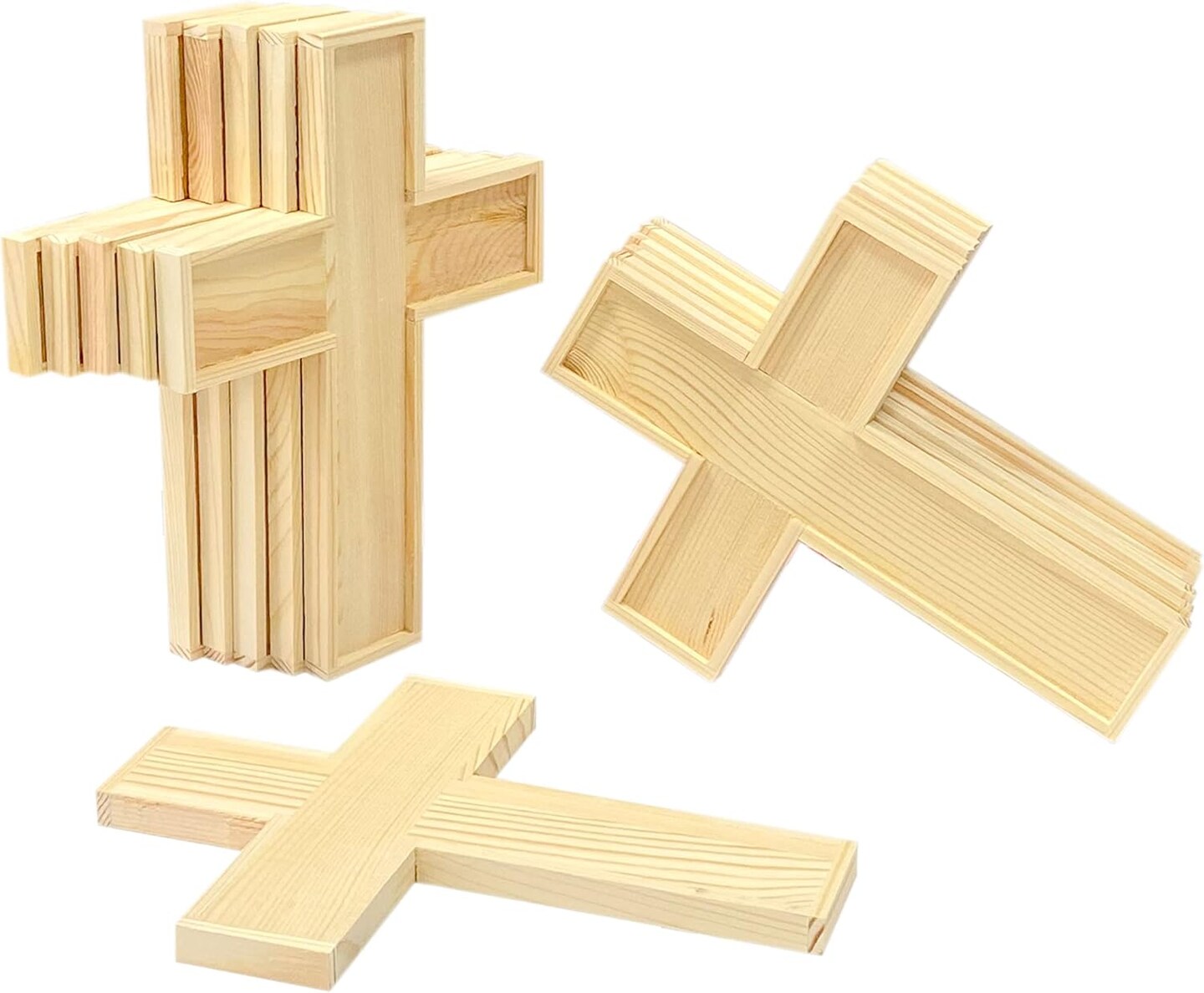 12 Pack Unfinished Wood Crosses Natural Solid Wooden Cross for Crafts (9 x 6.3 x 0.47Inches)