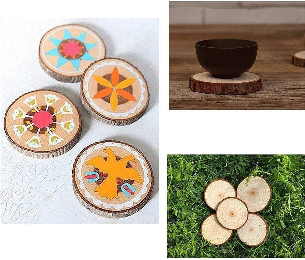 Unfinished Natural Wood Slices with Bark 20 Pcs 3.5-4 inch Craft Wood kit