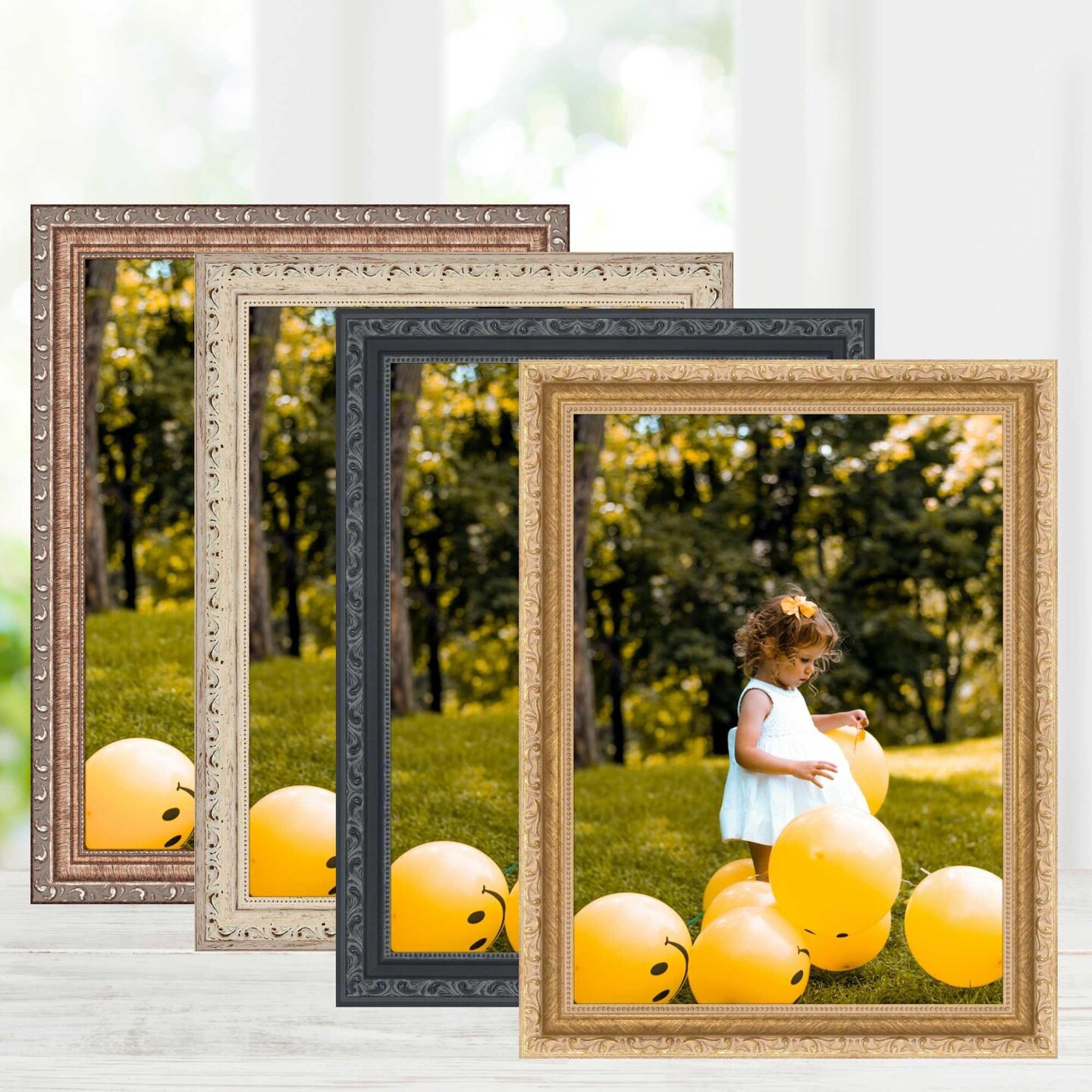 39x36 Black Picture Frame Beaded Antique Traditional Vintage Framing