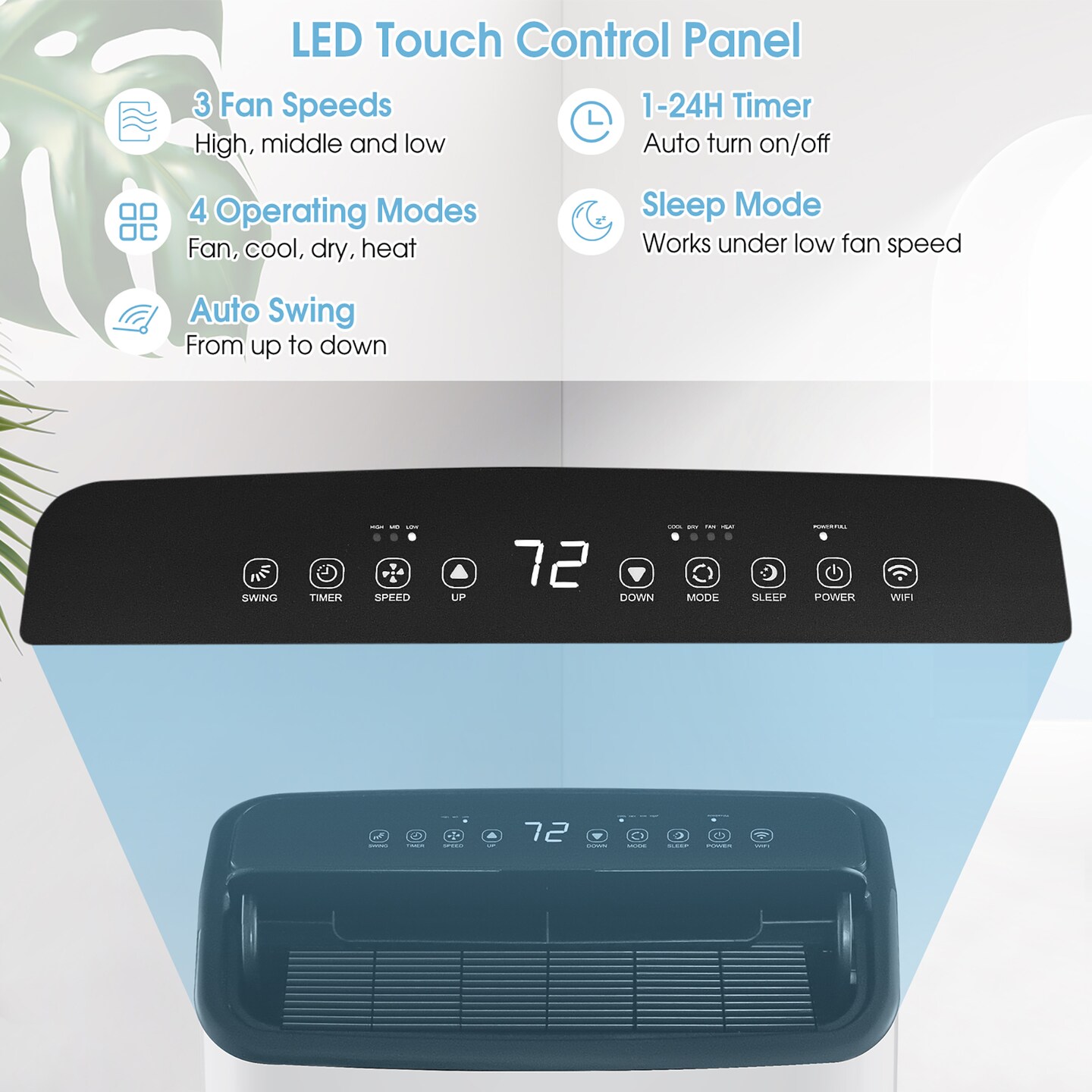 Costway 15000 BTU Portable Air Conditioner with Remote APP Control Cool Fan Heat Dehum
