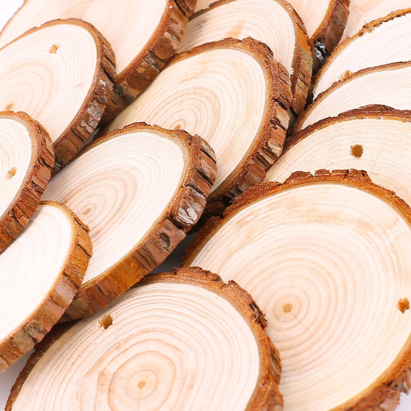 20PCS Natural Wood Slices &#x2013; 3.5&#x2013;4&#x22; Unfinished Predrilled Circles for DIY Crafts &#x26; Ornaments