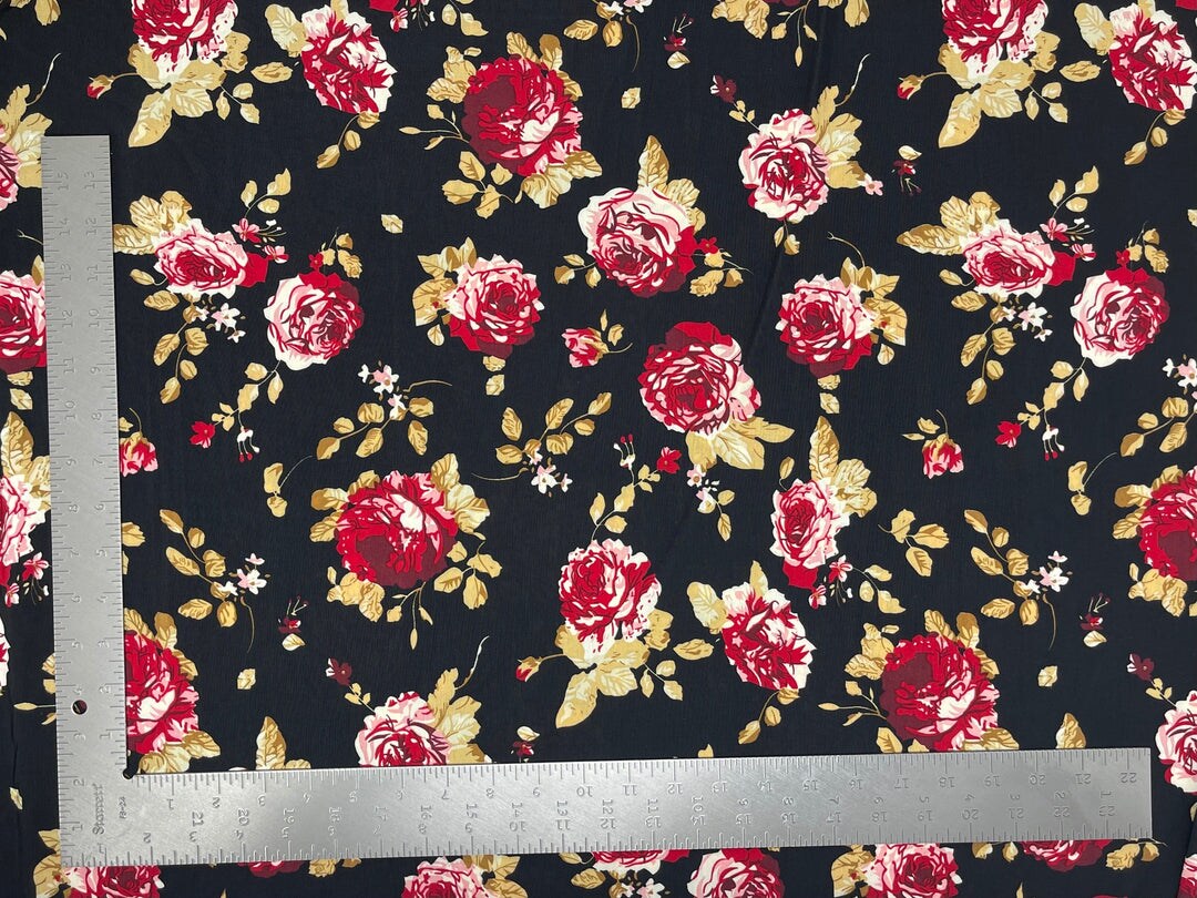 1 Yard ITY Knit Floral Print Fabric for Dresses and Apparel 58/60 ...