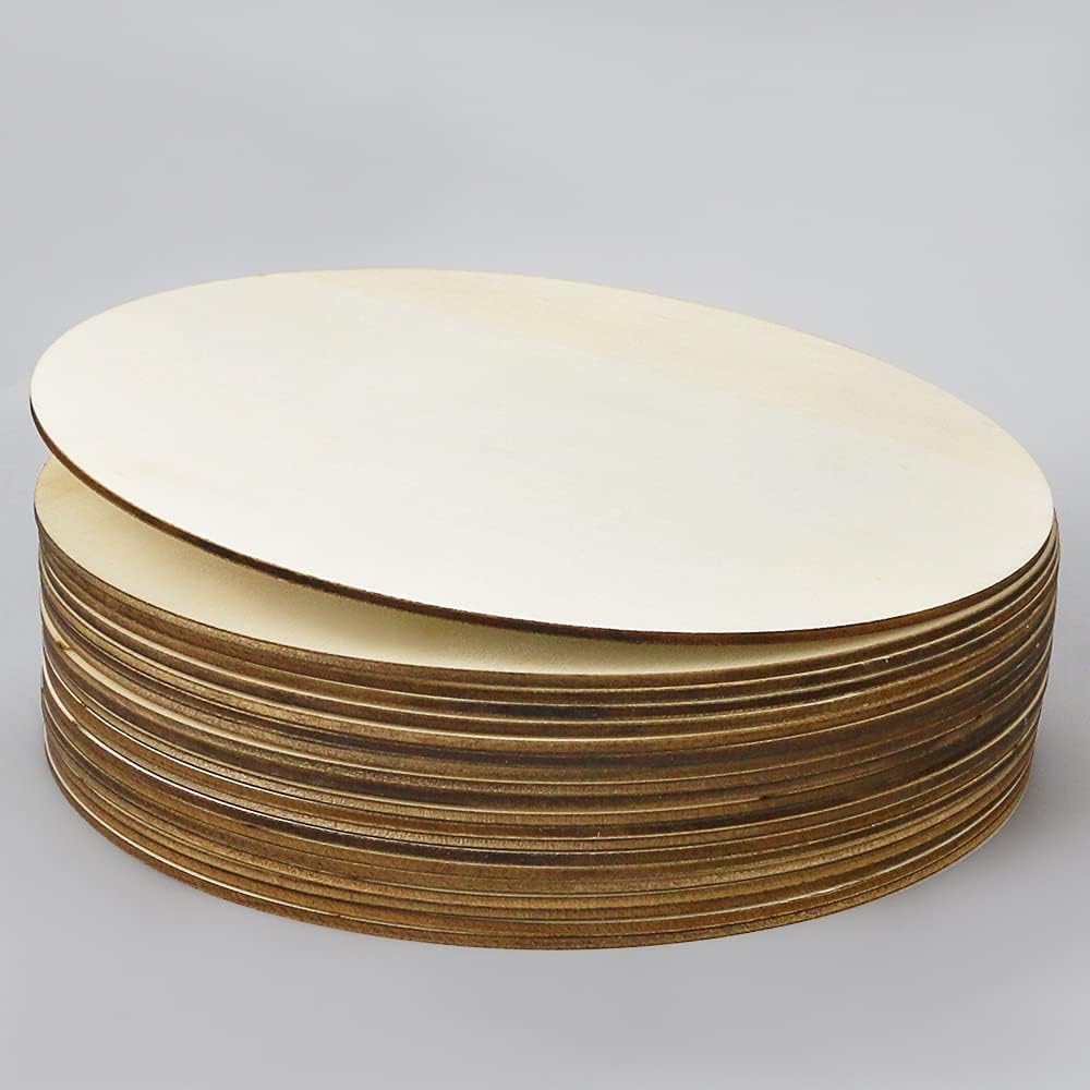 20Pcs 8 Inch Wood Rounds for Crafts, Unfinished Wood Circles