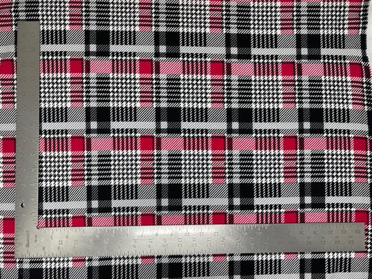 1 Yard Liverpool Knit Plaid Print Fabric Medium Weight Stretch Fabric for Apparel and Décor 58"60" Width