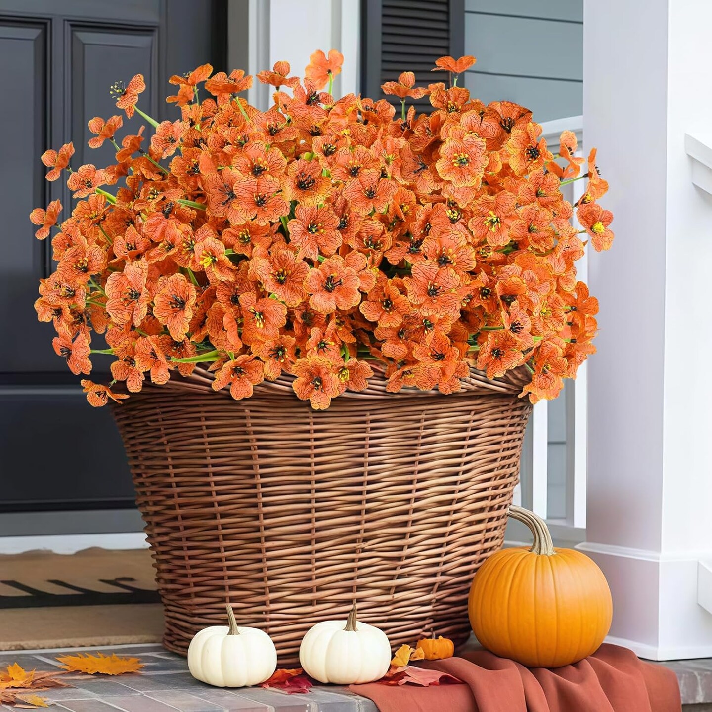 24 Bundles Artificial Fall Flowers for Outdoors