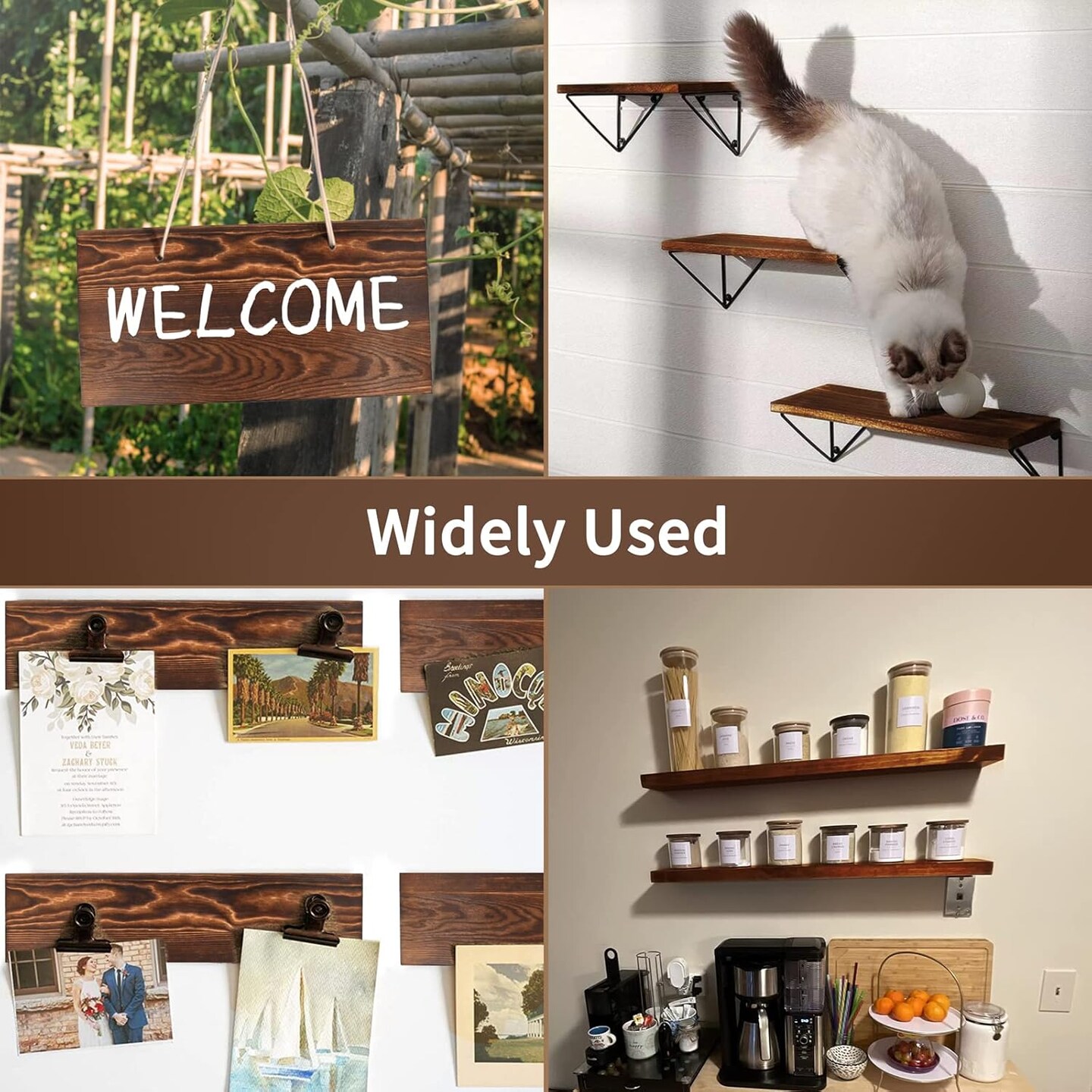 3Pack Rectangle Unfinished Wood Double Sided (11.4 * 6 * 0.59in)(Dark Brown)