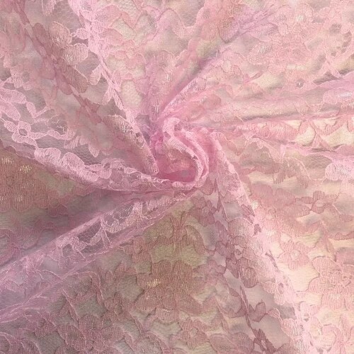 1 Yard Blush Pink Raschel Lace Fabric, 58/60″ Wide 100% Polyester French Floral for Dresses, Bridal & Decor