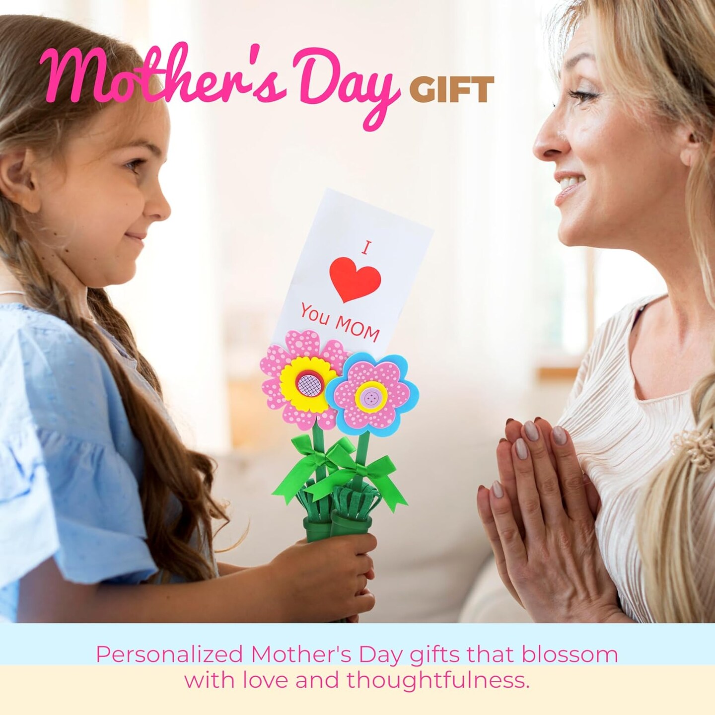 4E's Novelty Foam Flower Pot Craft Kit DIY Bulk 12 Pack Spring Crafts for Kids, Mothers Day Card Holder, Recipe or Picture Holder DIY Mothers Day Gifts from Kids School Classroom Home Activities