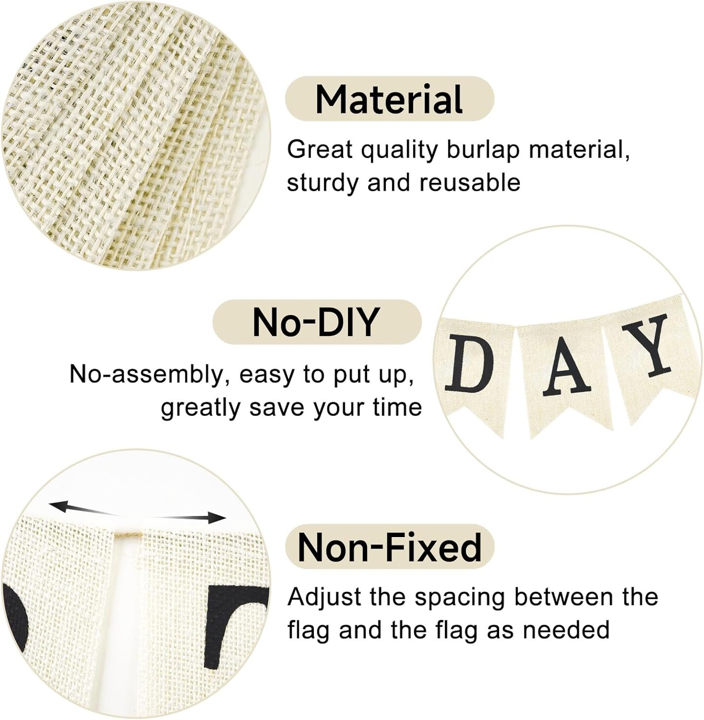 Happy Birthday Banner - NO-DIY Black Burlap Happy Birthday Banner Sign Happy Birthdays Party Decoration