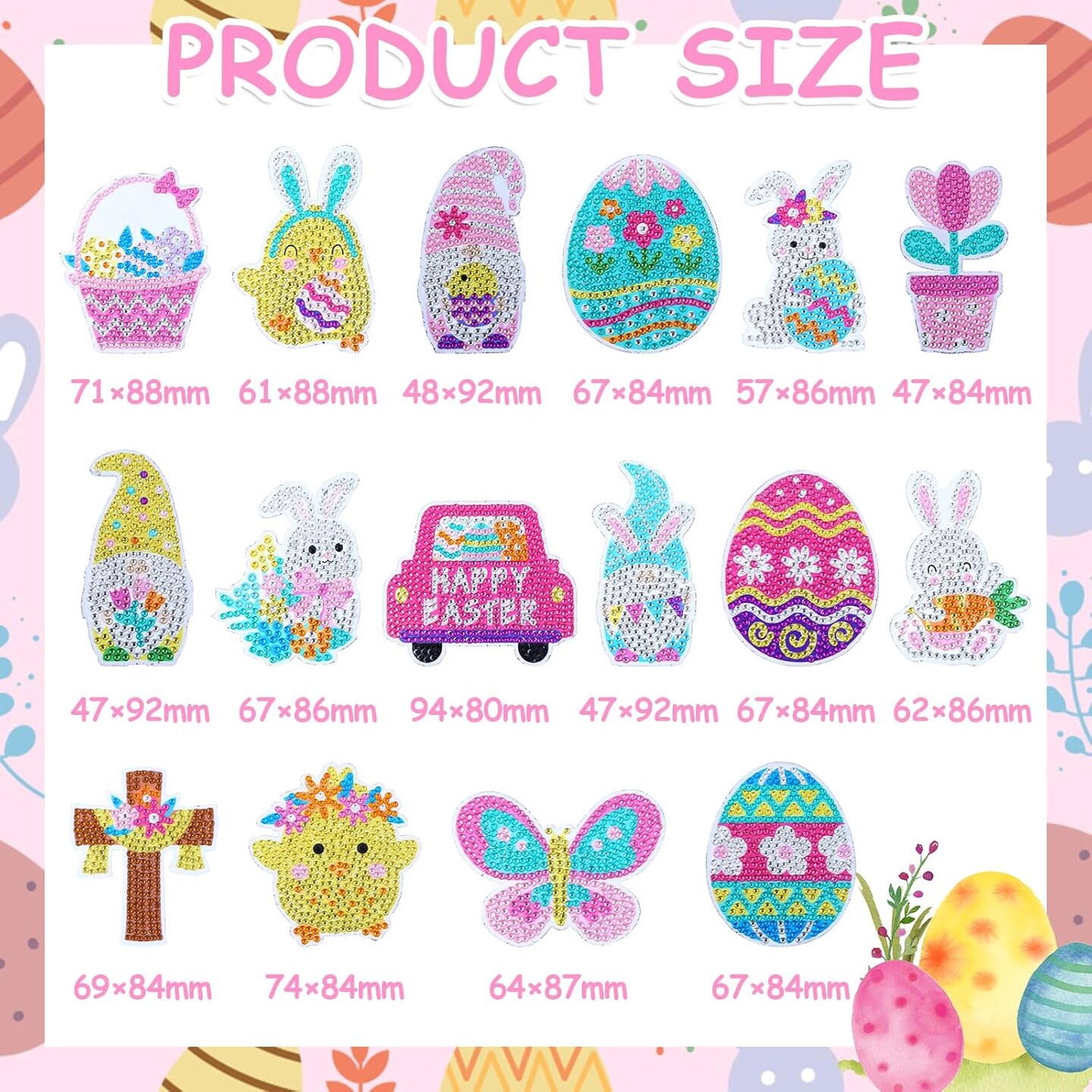 16PCS Easter Diamond Art Painting Magnets