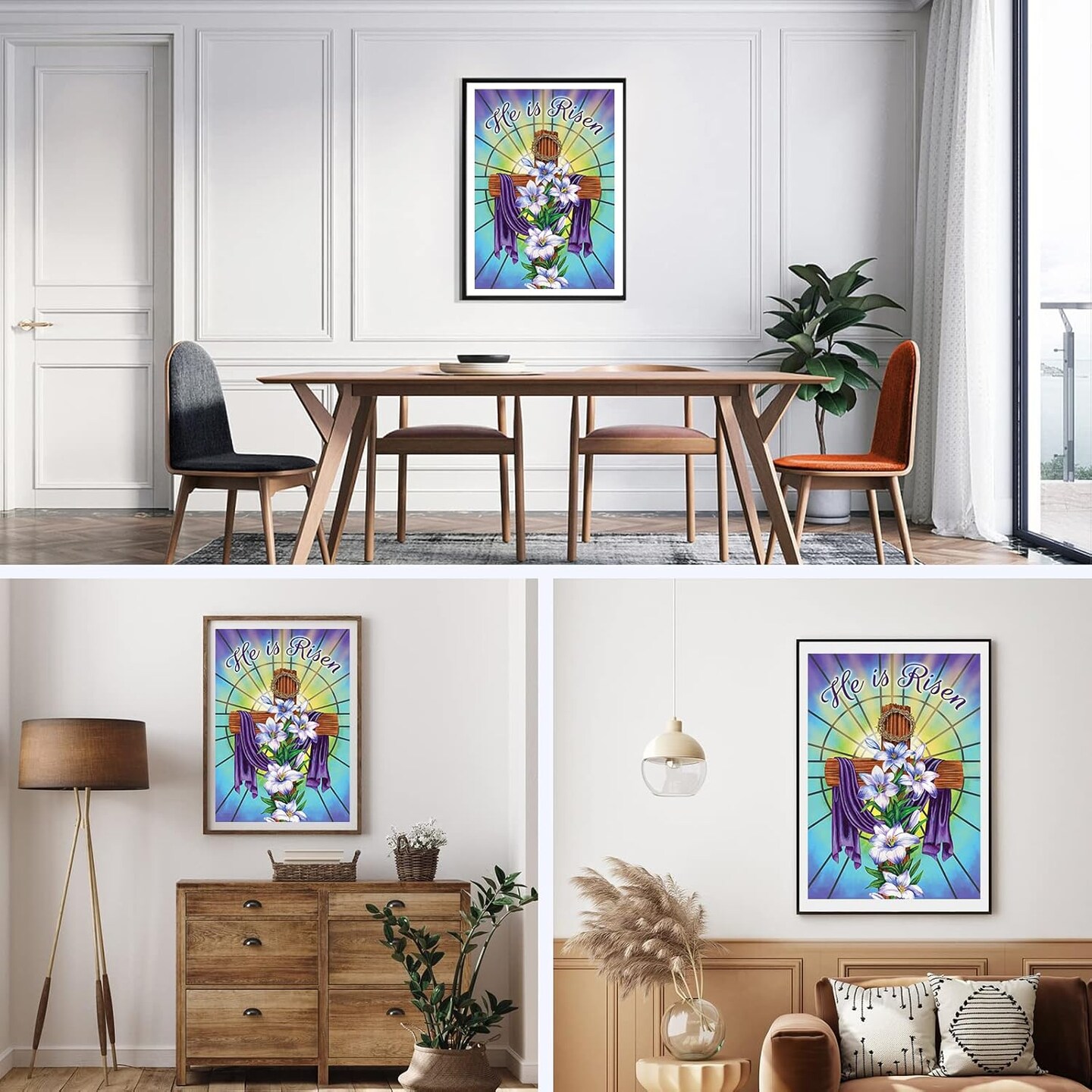 Easter cross diamond art kit for adults featuring a floral design—DIY 5D crystal craft with full drill, measuring 30×40 cm. Perfect for relaxing creativity, home wall décor, or as a meaningful gift.