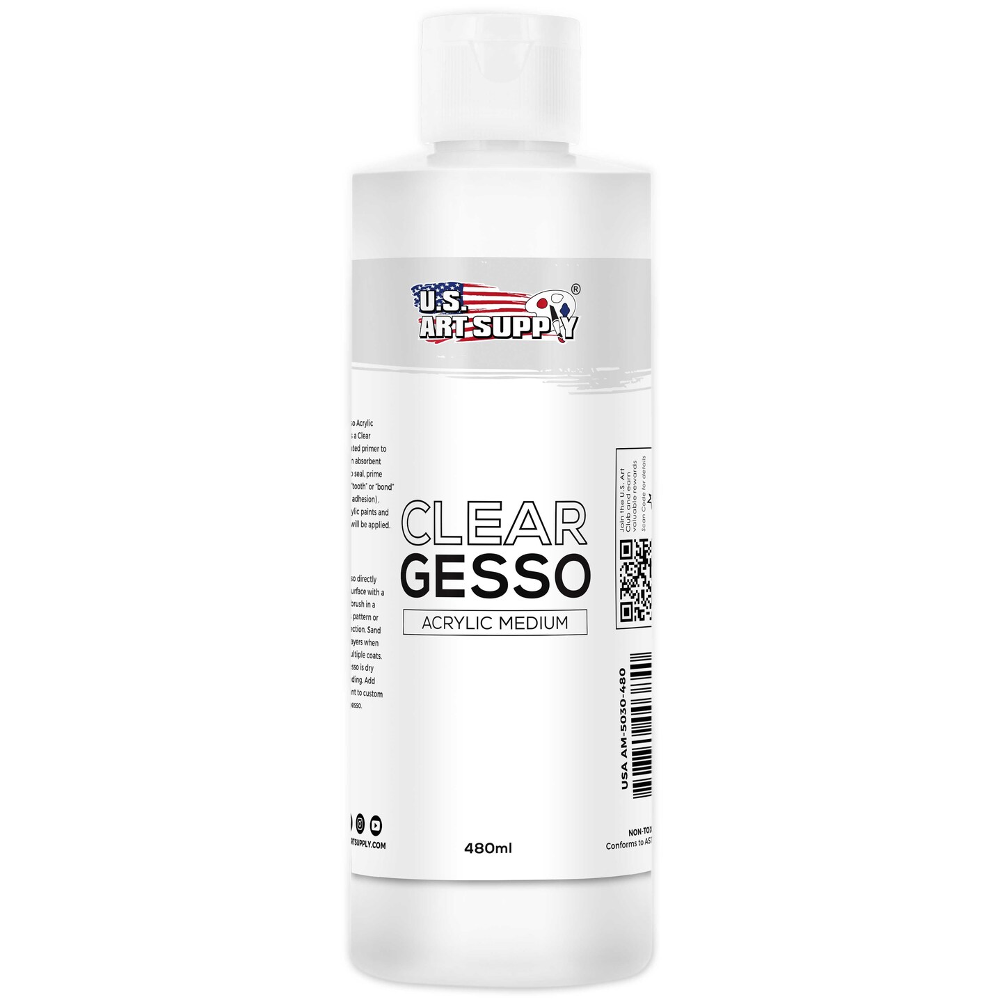 Clear Gesso Primer (16oz) for Oil &#x26; Acrylic Painting - Enhances Blending &#x26; Canvas Paint Prep - Mixable Clear Gesso Primer for Acrylic Painting