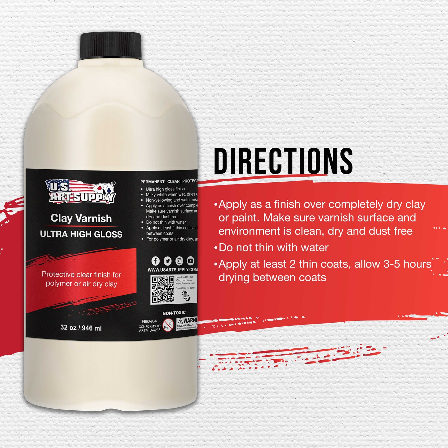 32 oz High Gloss Clear Acrylic Topcoat &#x26; Air Dry Clay Varnish - Acrylic Painting Protectant, Air Dry Clay Glaze for Polymer Clays, Ceramics, Pouring Paint Artworks and Sculptures
