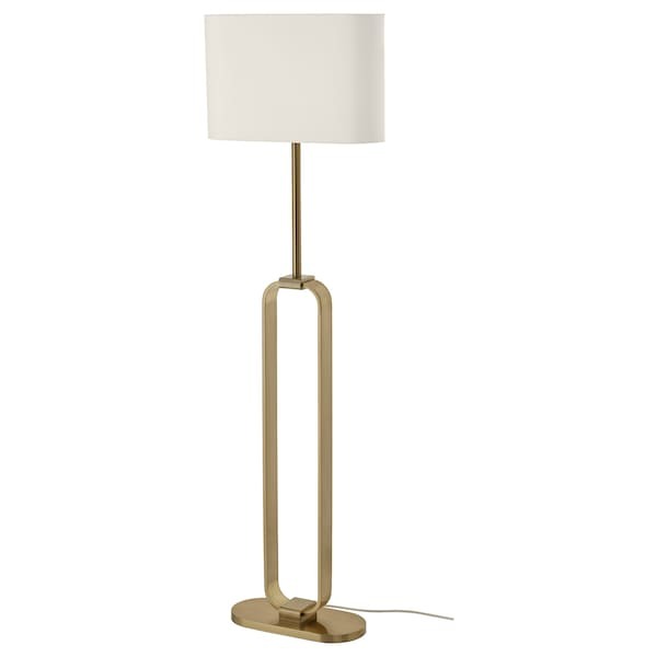 59&#x22; Brass Floor Lamp Oval Shade