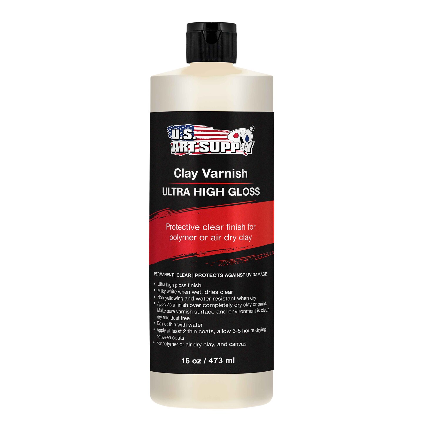 16 oz High Gloss Clear Acrylic Topcoat &#x26; Air Dry Clay Varnish - Acrylic Painting Protectant, Air Dry Clay Glaze for Polymer Clays, Ceramics, Pouring Paint Artworks and Sculptures