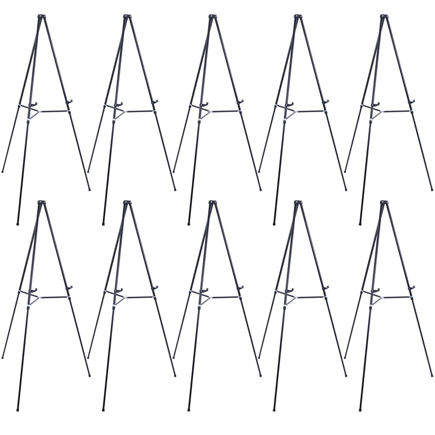 66&#x22; High Black Metal Display Easel (10 Pack) - Large Adjustable Height Portable Easel Stand, Sign Display, Holds 25 lbs - Floor &#x26; Tabletop Easels, Painting Stand
