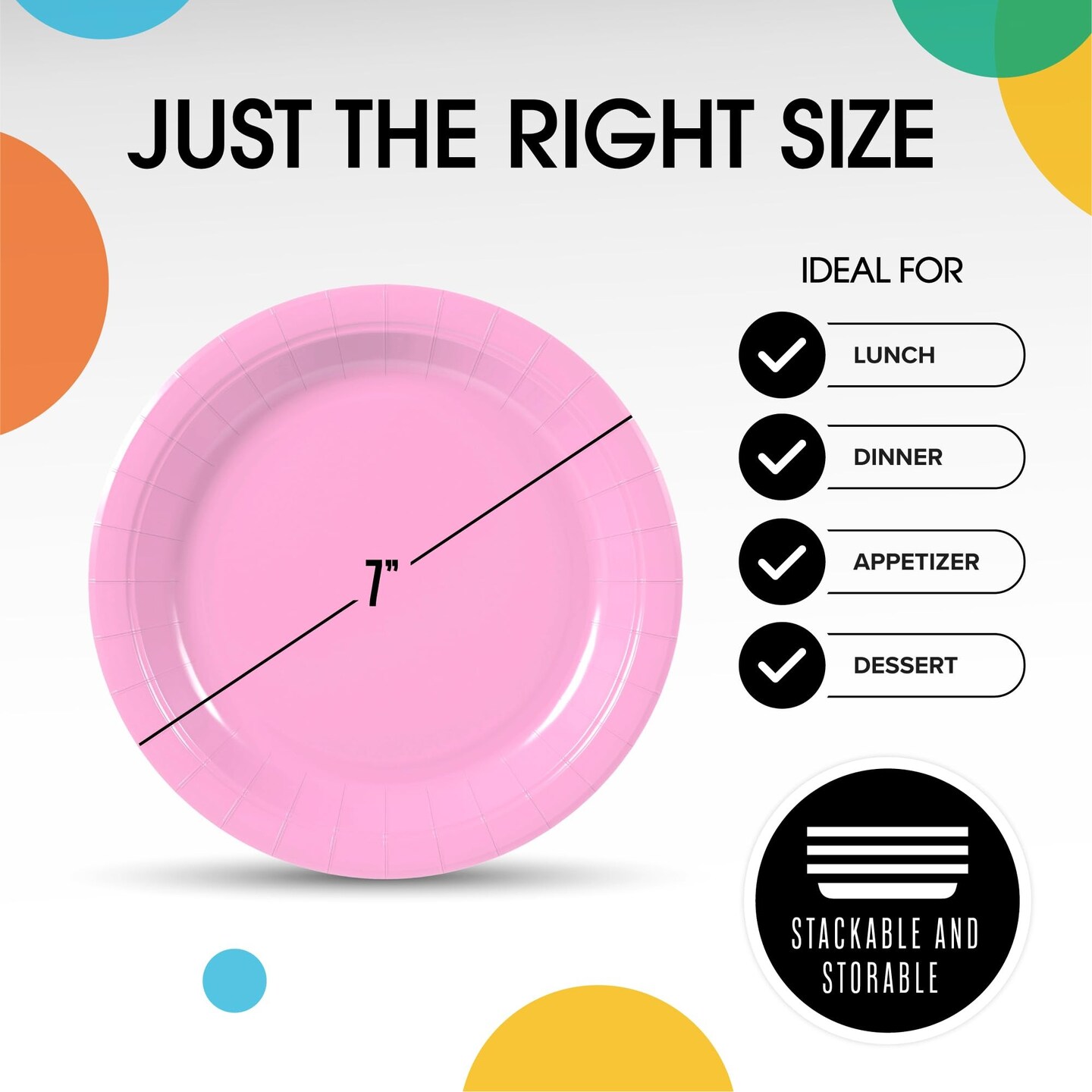 1000 Count Pink Paper Plates – 7 Inch Disposable Plates for Parties