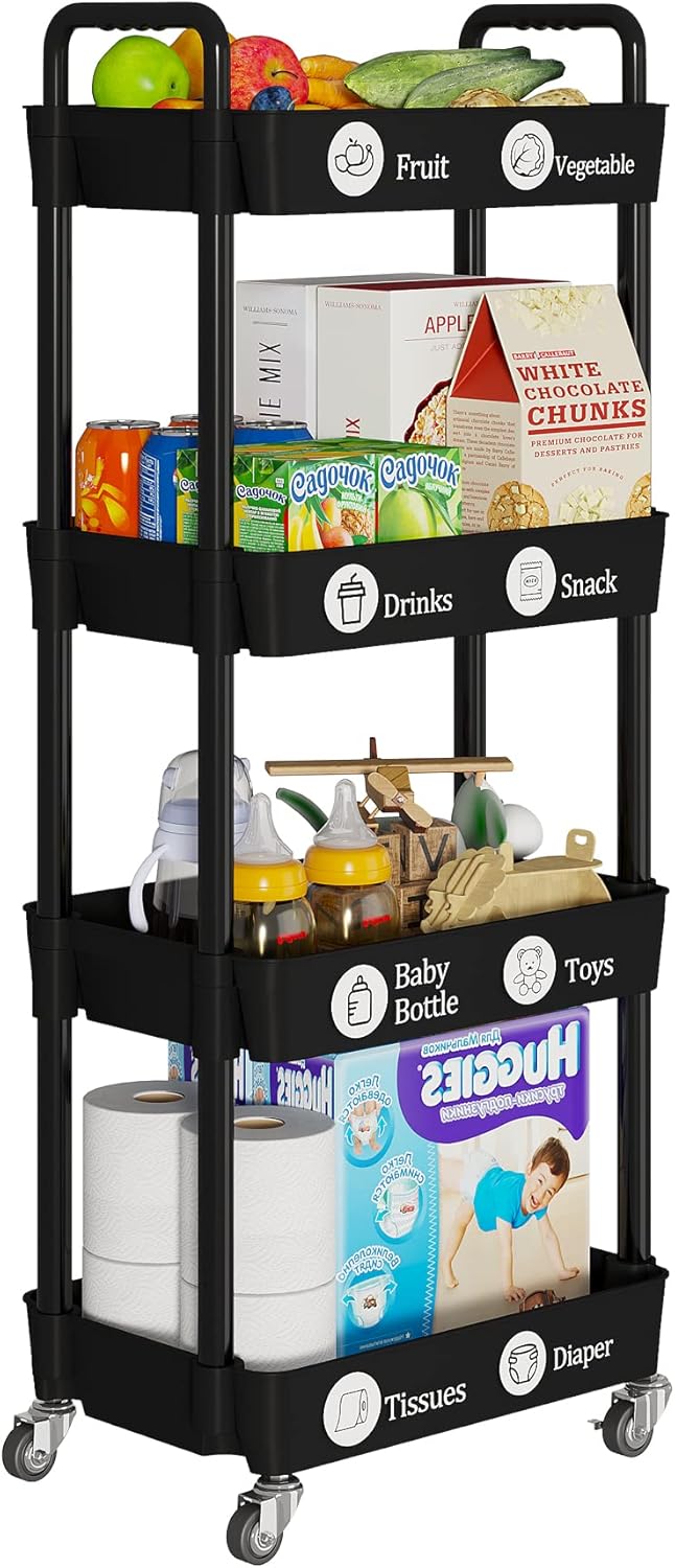 4-Tier Rolling Cart with Wheels