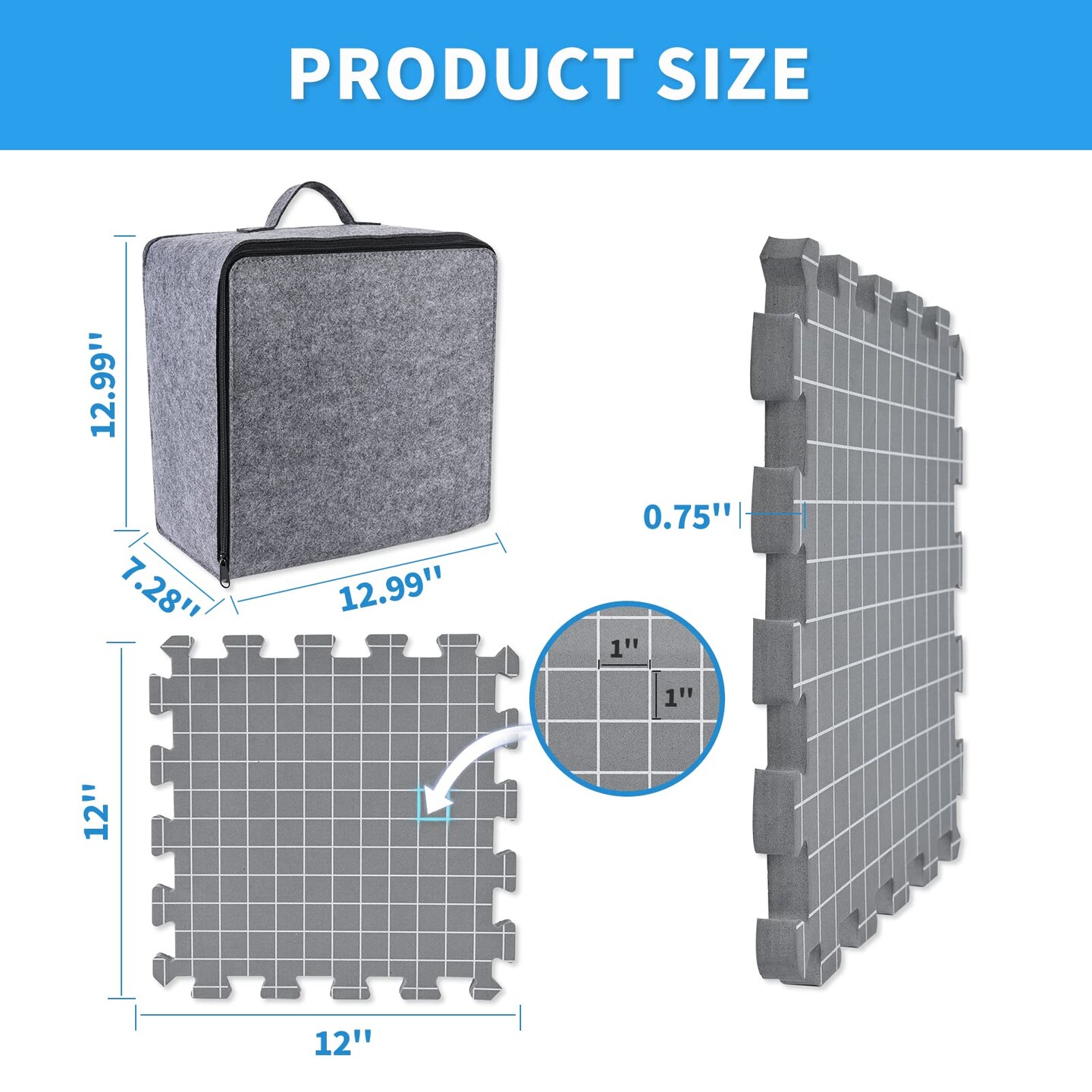 Yrangee Blocking Mats for Knitting &#x26; Crochet Project,Extra Thick Blocking Boards with Grids for Needlepoint or Crochet,9 Pack Knitting Mats with 150 T-Pins and Storage Bag