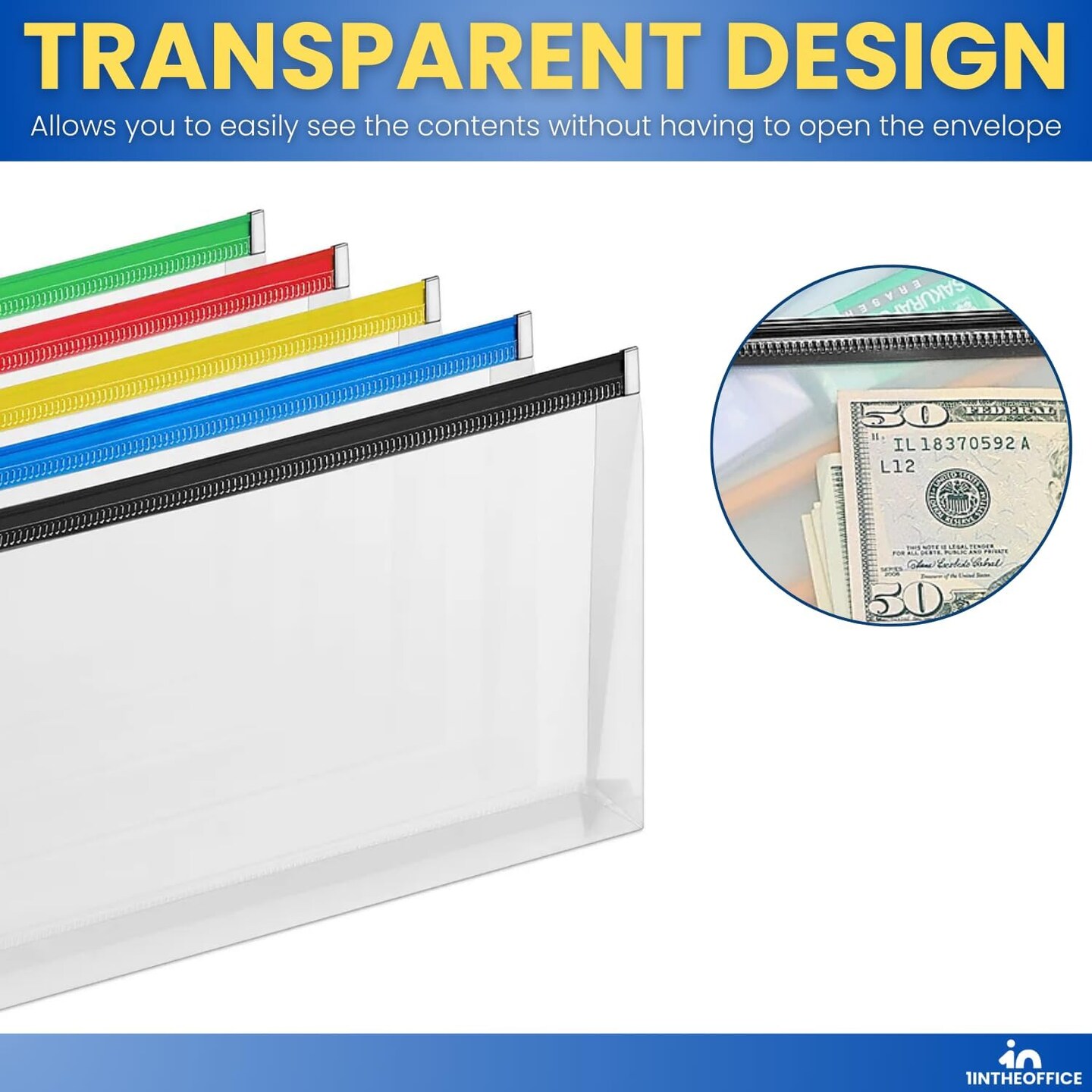 Plastic Filing Envelopes with Zipper Closure