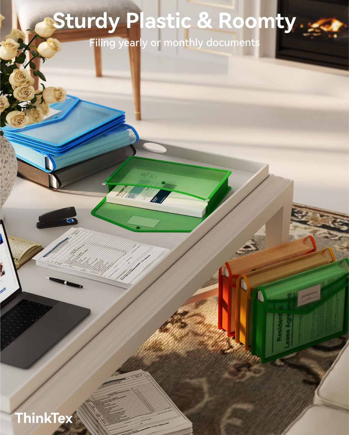 Plastic Expanding File Folder Envelope (5 Pack Assorted Colors)